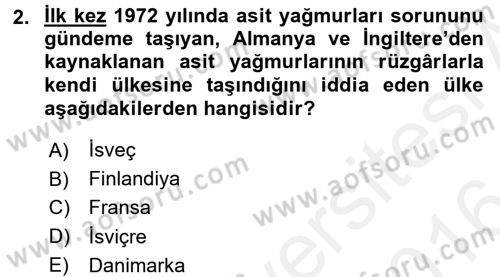 Enerji ve Çevre Dersi 2015 - 2016 Yılı (Vize) Ara Sınav Soruları 2. Soru