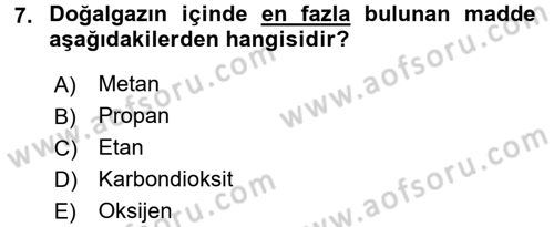 Enerji ve Çevre Dersi 2015 - 2016 Yılı (Vize) Ara Sınav Soruları 7. Soru