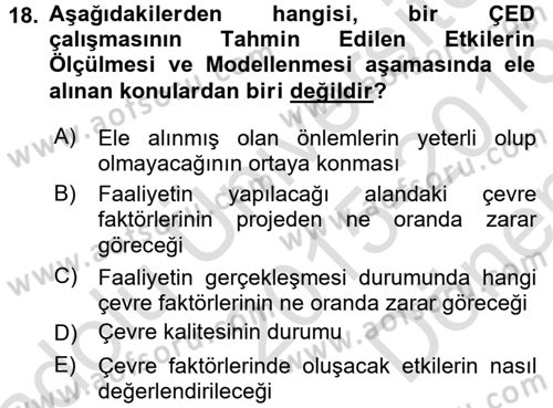 Enerji ve Çevre Dersi 2015 - 2016 Yılı (Final) Dönem Sonu Sınav Soruları 18. Soru