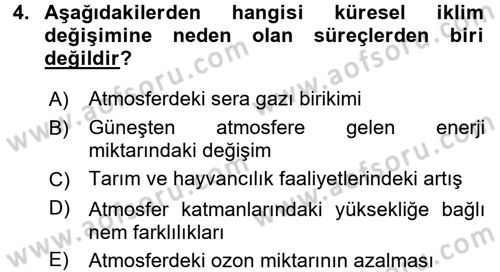 Enerji ve Çevre Dersi 2015 - 2016 Yılı (Final) Dönem Sonu Sınav Soruları 4. Soru