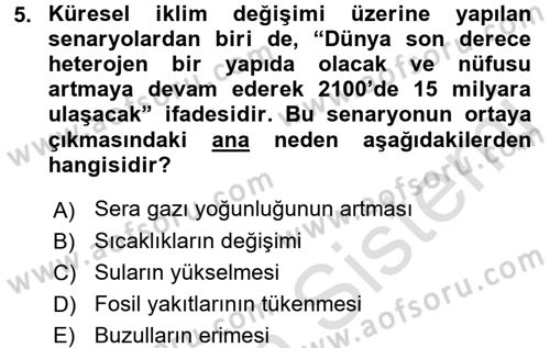 Enerji ve Çevre Dersi 2015 - 2016 Yılı (Final) Dönem Sonu Sınav Soruları 5. Soru