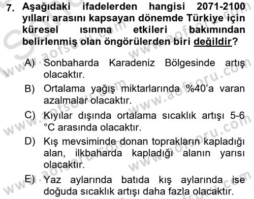 Enerji ve Çevre Dersi 2015 - 2016 Yılı (Final) Dönem Sonu Sınav Soruları 7. Soru