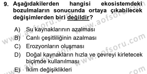 Enerji ve Çevre Dersi 2015 - 2016 Yılı (Final) Dönem Sonu Sınav Soruları 9. Soru