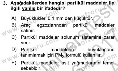 Enerji ve Çevre Dersi 2016 - 2017 Yılı (Vize) Ara Sınav Soruları 3. Soru