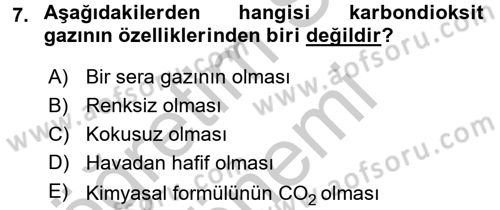 Enerji ve Çevre Dersi 2016 - 2017 Yılı (Vize) Ara Sınav Soruları 7. Soru