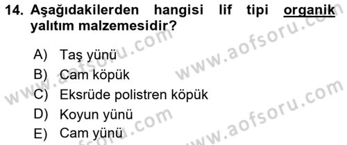 Enerji ve Çevre Dersi 2018 - 2019 Yılı (Vize) Ara Sınav Soruları 14. Soru