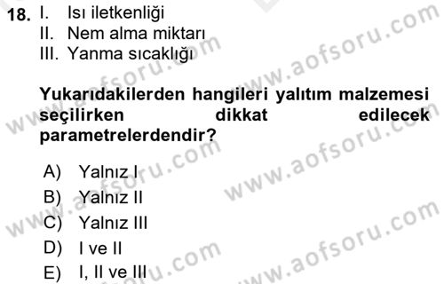 Enerji ve Çevre Dersi 2018 - 2019 Yılı (Vize) Ara Sınav Soruları 18. Soru