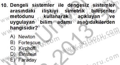 Güç Sistemleri Analizi Dersi Ara Sınavı Deneme Sınav Soruları 10. Soru
