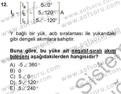 Güç Sistemleri Analizi Dersi Ara Sınavı Deneme Sınav Soruları 12. Soru