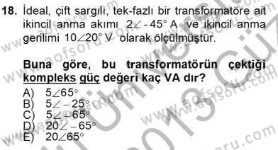 Güç Sistemleri Analizi Dersi Ara Sınavı Deneme Sınav Soruları 18. Soru