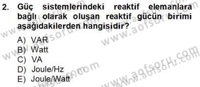 Güç Sistemleri Analizi Dersi Ara Sınavı Deneme Sınav Soruları 2. Soru