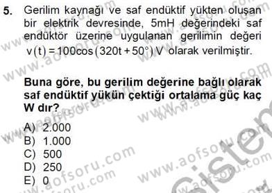 Güç Sistemleri Analizi Dersi Ara Sınavı Deneme Sınav Soruları 5. Soru