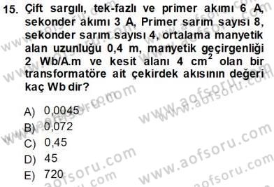 Güç Sistemleri Analizi Dersi Ara Sınavı Deneme Sınav Soruları 15. Soru