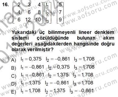 Güç Sistemleri Analizi Dersi 2013 - 2014 Yılı (Final) Dönem Sonu Sınav Soruları 16. Soru