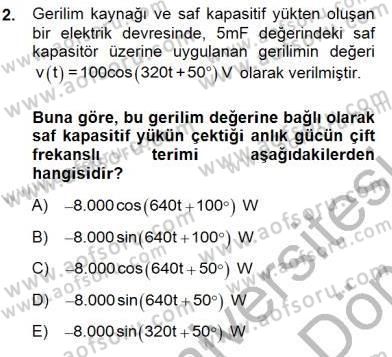 Güç Sistemleri Analizi Dersi 2013 - 2014 Yılı (Final) Dönem Sonu Sınav Soruları 2. Soru