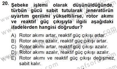 Güç Sistemleri Analizi Dersi 2013 - 2014 Yılı (Final) Dönem Sonu Sınav Soruları 20. Soru