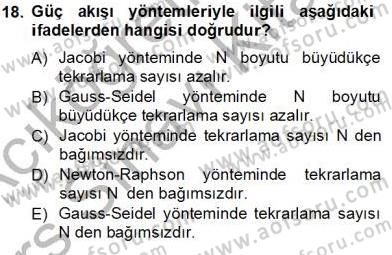 Güç Sistemleri Analizi Dersi 2013 - 2014 Yılı Tek Ders Sınav Soruları 18. Soru