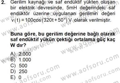 Güç Sistemleri Analizi Dersi 2013 - 2014 Yılı Tek Ders Sınav Soruları 2. Soru