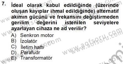 Güç Sistemleri Analizi Dersi 2013 - 2014 Yılı Tek Ders Sınav Soruları 7. Soru
