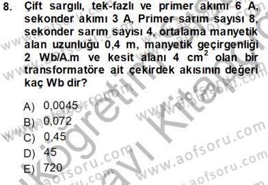 Güç Sistemleri Analizi Dersi 2013 - 2014 Yılı Tek Ders Sınav Soruları 8. Soru