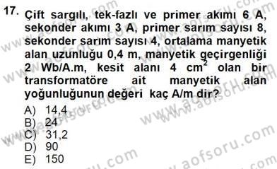Güç Sistemleri Analizi Dersi Ara Sınavı Deneme Sınav Soruları 17. Soru