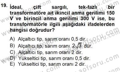 Güç Sistemleri Analizi Dersi 2014 - 2015 Yılı (Vize) Ara Sınav Soruları 19. Soru