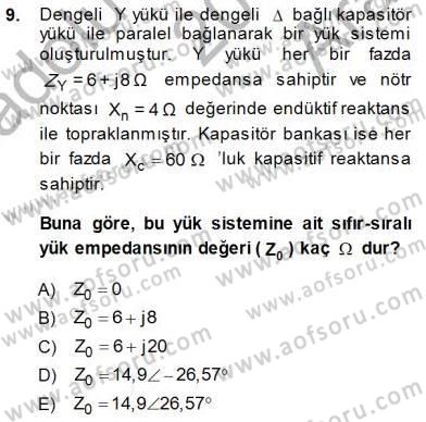 Güç Sistemleri Analizi Dersi Ara Sınavı Deneme Sınav Soruları 9. Soru