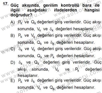 Güç Sistemleri Analizi Dersi 2014 - 2015 Yılı (Final) Dönem Sonu Sınav Soruları 17. Soru