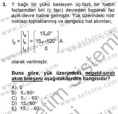 Güç Sistemleri Analizi Dersi 2014 - 2015 Yılı (Final) Dönem Sonu Sınav Soruları 3. Soru