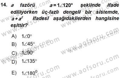 Güç Sistemleri Analizi Dersi Ara Sınavı Deneme Sınav Soruları 14. Soru