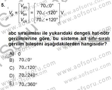 Güç Sistemleri Analizi Dersi 2015 - 2016 Yılı (Final) Dönem Sonu Sınavı 5. Soru