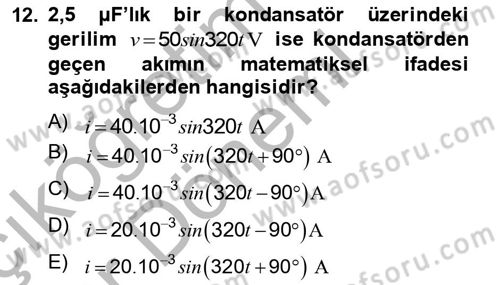 Elektrik Enerjisi İletimi ve Dağıtımı Dersi 2012 - 2013 Yılı (Vize) Ara Sınav Soruları 12. Soru