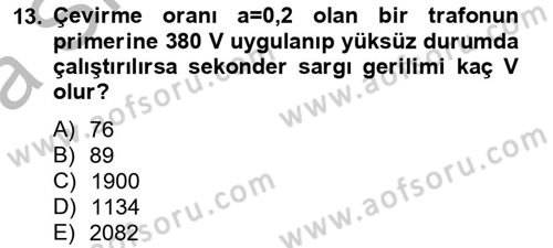 Elektrik Enerjisi İletimi ve Dağıtımı Dersi 2012 - 2013 Yılı (Vize) Ara Sınav Soruları 13. Soru