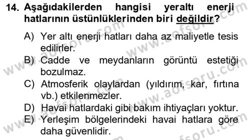 Elektrik Enerjisi İletimi ve Dağıtımı Dersi 2012 - 2013 Yılı (Vize) Ara Sınav Soruları 14. Soru