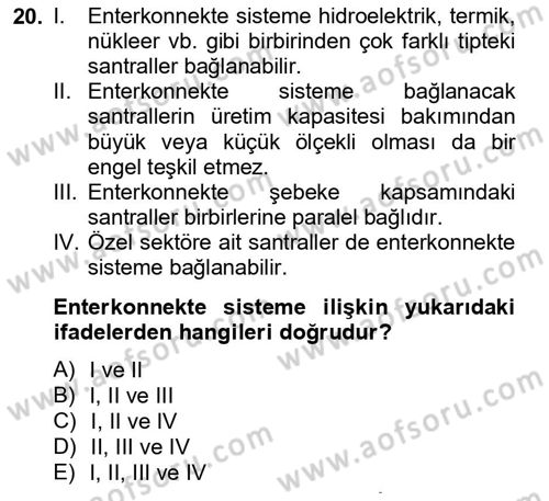 Elektrik Enerjisi İletimi ve Dağıtımı Dersi 2012 - 2013 Yılı (Vize) Ara Sınav Soruları 20. Soru