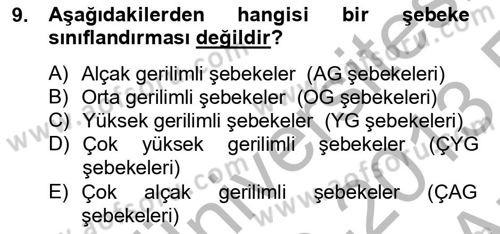 Elektrik Enerjisi İletimi ve Dağıtımı Dersi 2012 - 2013 Yılı (Vize) Ara Sınav Soruları 9. Soru