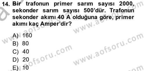 Elektrik Enerjisi İletimi ve Dağıtımı Dersi 2013 - 2014 Yılı (Vize) Ara Sınav Soruları 14. Soru