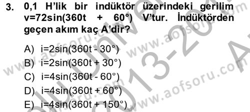 Elektrik Enerjisi İletimi ve Dağıtımı Dersi 2013 - 2014 Yılı (Vize) Ara Sınav Soruları 3. Soru