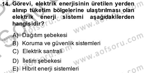 Elektrik Enerjisi İletimi ve Dağıtımı Dersi 2013 - 2014 Yılı (Final) Dönem Sonu Sınav Soruları 14. Soru