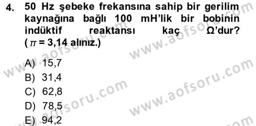 Elektrik Enerjisi İletimi ve Dağıtımı Dersi 2013 - 2014 Yılı (Final) Dönem Sonu Sınav Soruları 4. Soru