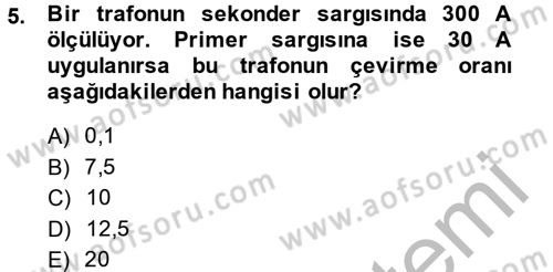 Elektrik Enerjisi İletimi ve Dağıtımı Dersi 2013 - 2014 Yılı (Final) Dönem Sonu Sınav Soruları 5. Soru