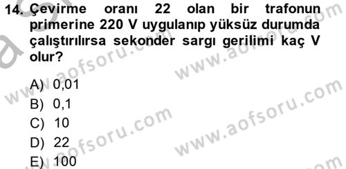 Elektrik Enerjisi İletimi ve Dağıtımı Dersi 2014 - 2015 Yılı (Vize) Ara Sınav Soruları 14. Soru
