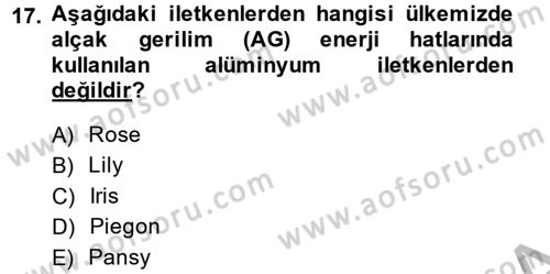 Elektrik Enerjisi İletimi ve Dağıtımı Dersi 2014 - 2015 Yılı (Vize) Ara Sınav Soruları 17. Soru