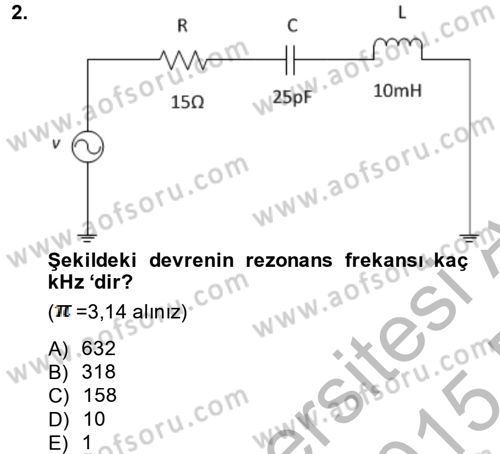 Elektrik Enerjisi İletimi ve Dağıtımı Dersi 2014 - 2015 Yılı (Vize) Ara Sınav Soruları 2. Soru