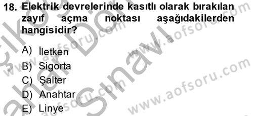 Elektrik Enerjisi İletimi ve Dağıtımı Dersi 2014 - 2015 Yılı (Final) Dönem Sonu Sınav Soruları 18. Soru