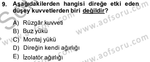 Elektrik Enerjisi İletimi ve Dağıtımı Dersi 2014 - 2015 Yılı (Final) Dönem Sonu Sınav Soruları 9. Soru
