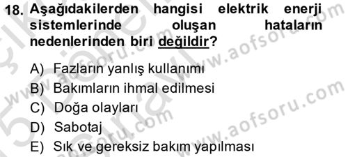 Elektrik Enerjisi İletimi ve Dağıtımı Dersi 2014 - 2015 Yılı Tek Ders Sınav Soruları 18. Soru