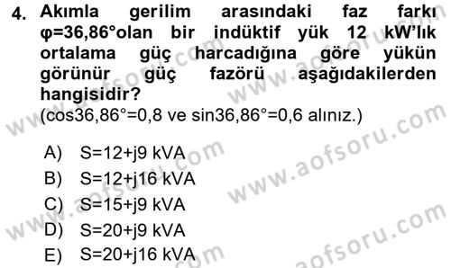 Elektrik Enerjisi İletimi ve Dağıtımı Dersi 2015 - 2016 Yılı (Vize) Ara Sınav Soruları 4. Soru