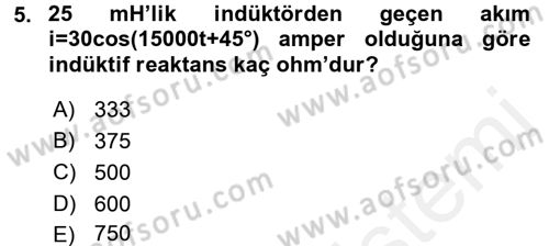 Elektrik Enerjisi İletimi ve Dağıtımı Dersi 2015 - 2016 Yılı (Vize) Ara Sınav Soruları 5. Soru