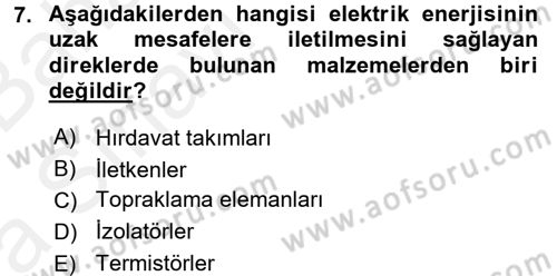 Elektrik Enerjisi İletimi ve Dağıtımı Dersi 2015 - 2016 Yılı (Vize) Ara Sınav Soruları 7. Soru